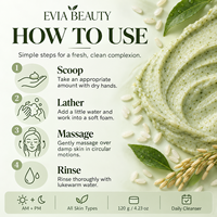 Nettoyant Visage Crème au Riz Mochi OEM ODM Marque Privée, Thé Vert et Eau de Riz, Gommage Doux Hydratant Nettoyage en Profondeur 120g