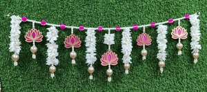 Handcrafted MDF Lotus Toran <b>Door</b> Hanging Indian Bandanwar for Diwali, Wedding, Mehndi, Haldi, Pooja Decoration - Product Image 5