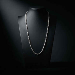Stainless Steel Gold Plated Twisted <b>Rope</b> <b>Chain</b> Necklace with Zircon and Lobster Clasp - Product Image 2