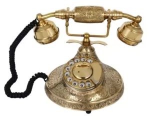 Adornos de teléfono de hierro modernos de mediados de siglo, modelo de teléfono manual antiguo hecho a mano, decoración del hogar, montaje en pared, uso interior - Product Image 3