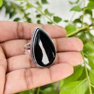 Hot Selling Designer Handmade Bohemian Style <b>Black</b> <b>Onyx</b> <b>Rings</b> Silver Plated Natural Gemstone Engagement Fashionable Brass ODM - Product Image 2