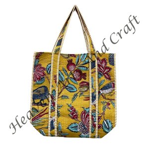 Sac de créateur en coton grande courtepointe en coton Shopper grands sacs faits à la main fourre-tout indiens sacs fourre-tout matelassés faits à la main en coton bloc grand - Product Image 4