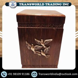 Urna de madera de bambú personalizada ecológica de lujo moderna hecha a mano para cenizas de perros o gatos caja conmemorativa de cremación de mascotas al por mayor - Product Image 2