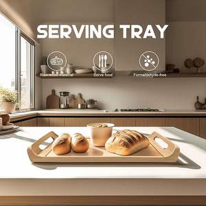 Plateau de service en bois avec poignées 16x10 pouces, écologique, imperméable, durable, pour table basse, petit-déjeuner, dîner, bar, cuisine, usage domestique - Product Image 5
