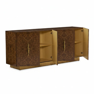 Modern Solid <b>Wood</b> Buffet Cabinet Sideboard with 4 Doors Brown Storage Console for Living Room Dining Room - Product Image 3