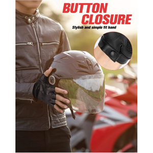 Premium Soft Leather Fingerless Driving Gloves Custom Luxury Men Fashion Bike Cruiser Motorcycle Half Cut Hand Protection Gloves - Product Image 4