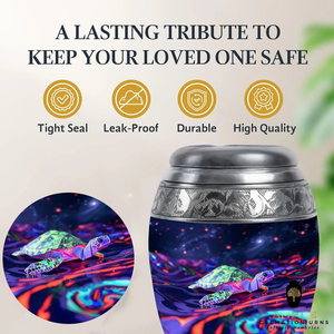 Elegant Meena-Coated Aluminum Cremation <b>Urn</b> <b>Large</b> (220 cu in) & Keepsake (3 cu in) Sizes Premium customize Cremation <b>Urns</b> - Product Image 2