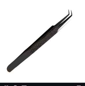 Pinzas de pestañas negras profesionales de alta precisión Pinzas de extensión de pestañas de acero inoxidable sostenibles Punta suave duradera 10mm - Product Image 4