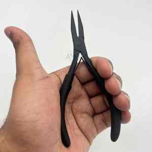 Alicates para extensión de cabello de nariz plana Logotipo personalizado Herramientas de extensión de cabello multifuncionales de acero inoxidable negro mate - Product Image 4