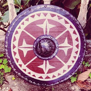 JEXMOO Bouclier Viking artisanal de 24 pouces en bois et acier à haute teneur en carbone, design de la tige centrale, avec support de personnalisation et de compatibilité - Product Image 5