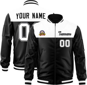 Chaquetas universitarias formales con cremallera personalizables del proveedor OEM, cuerpo de lana con mangas de PU, decoración bordada para pedidos a granel - Product Image 1