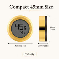Thermomètre hygromètre numérique LCD rond pour boîte à cigares, anneau métallique de 45 mm, moniteur d'humidité, marque privée