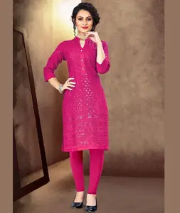 印度民族服装休闲服装和节日服装系列Salwar Kameez套装巴基斯坦卡夫坦风格花式库尔蒂斯