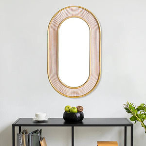 Professional 2024 Handmade <b>Hanging</b> Wall <b>Mirror</b> Metal Framed With Gold Finished for Hotel Restaurants Bathroom Makeup - Product Image 3