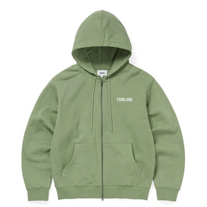 Sweat-shirt à capuche unisexe marron avec fermeture éclair, 100% coton, manches longues, décontracté, couleur unie, avec poches latérales, coupe-vent - Product Image 4