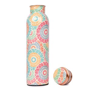 Red Cherry Printed 100% Pure Copper <b>Water</b> <b>Bottle</b> With Lid Ayurvedic Metal Drinkware for Outdoor Use for <b>Bulk</b> Purchasing Gifting - Product Image 2