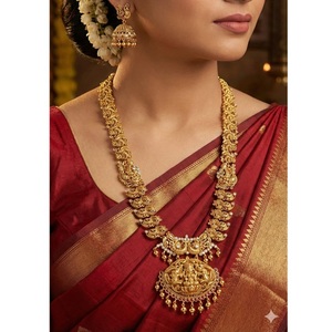 Classy High Quality Antique Finish Design Gold Plated Long Haram <b>Necklace</b> Earring <b>Set</b> <b>Pearl</b> Trendy Women Party Wedding - Product Image 2