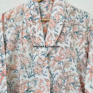 Hermoso vestido estampado floral de bloque de algodón Vestido para ropa informal Vestido estampado de bloque de mano - Product Image 1