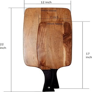 Solid Natural Thick Acacia Wood Chopping <b>Block</b> Handle Black Walnut Wooden Tray for Food Serving Cutting <b>Blocks</b> <b>Roll</b> <b>Bags</b> Product - Product Image 4