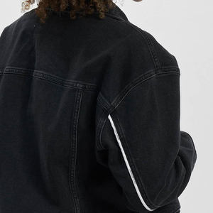 Custom Black Women's Denim Jacket Premium Quality Button Fastening All Seasons Comfort Cotton Filling OEM Piping <b>Detail</b> - Product Image 5