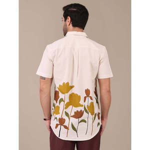 Chemise décontractée en coton à manches courtes pour homme Amanush, imprimé floral, col rabattu, respirante, en popeline, pour l'été - Product Image 4