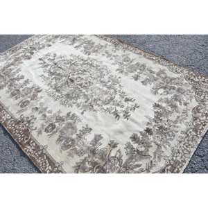 Classique Marron Beige 5.6 X 8.1ft Tapis En Laine Conception Patchwork Turc pour Entrée Salon ou Chambre Support En Latex - Product Image 4