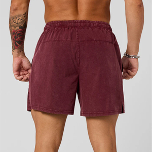Wholesale Custom Men's Fitness <b>Shorts</b> Vintage Washed Elastic Waist Gym Workout Streetwear Breathable Activewear Solid Plain Dyed - Product Image 2