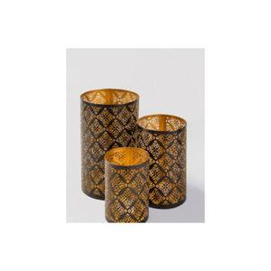 Portavelas Votivo de Hierro Metálico con Acabado Dorado, Diseño Elegante para Decoración del Hogar, Eventos Interiores y Exteriores y Bodas - Product Image 3