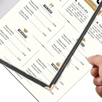 Manchon de menu à la mode de haute qualité en cuir PVC transparent durable 4 pages 8 vues A4 couverture de menu de restaurant pour hôtels
