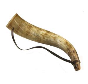 Corne à boire naturelle faite à la main avec poignée en cuir tasse viking avec support en corne - Product Image 6