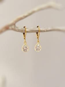 Joyas de piedras preciosas hechas a mano a la moda-Plata de Ley 925 con pendientes colgantes de Zirconia cúbica chapados en oro para bodas y fiestas - Product Image 3