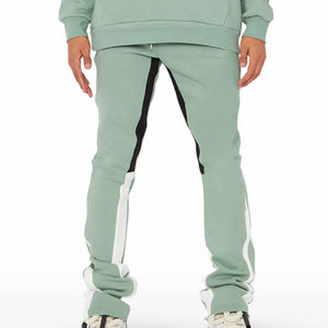 100% coton hommes survêtements d'hiver Pakistan Logo imprimé personnalisé ensembles empilés avec deux pièces pantalons évasés et survêtements - Product Image 6