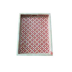 Bandeja con incrustaciones de hueso índigo de nido de abeja, bandeja de servicio Rectangular doméstico para hotel o motel, diseño indio hecho a mano - Product Image 3