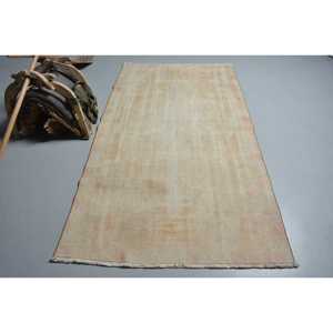 พรมวินเทจขนาด 4.1x7.1 ฟุต สีเบจ พรมขนสัตว์สไตล์ตะวันตกเฉียงใต้ของตุรกี - Product Image 1