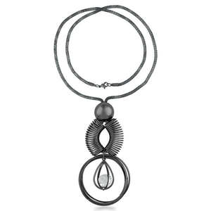 Collar llamativo Urthn 1108810 piedra austriaca con acabado oxidado negro accesorio de moda - Product Image 1