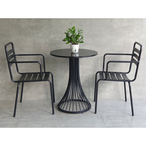 Contemporary Design Combo Set 60x60cm Round Coffee <b>Table</b> and 2 Outdoor Iron Chairs Model CBCF283 - Product Image 3