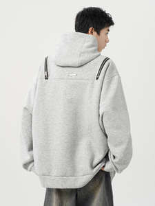 Sudadera con Capucha Larga y Cremallera para Hombre, de Alta Calidad, Ligera, 100% Algodón, 300g, Transpirable, Ecológica, para Otoño - Product Image 5