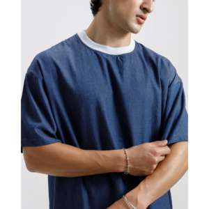 เสื้อยืดเดนิมพื้นฐาน ผ้าฝ้าย 100% 180 กรัม ระบายอากาศได้ดีและกันยับ ทรงพอดีตัว พร้อมโลโก้และตัวอักษรพิมพ์ซิลค์สกรีน - Product Image 6