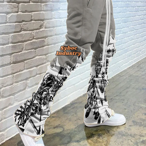 Pantalon baggy élégant pour femmes 420 GSM coton lourd décontracté sangle latérale conception impression personnalisée lavage coloré 100% coton matériel - Product Image 5