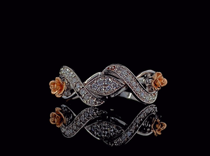 Bague statement en diamant de laboratoire de 0,15 CTW, deux tons, certifiée SGL, or blanc et rose massif 14 carats - Product Image 4