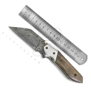 Wholesale Damascus Steel Folding Pocket Knife DD-FK-803 Walnut Wood Handle Outdoor Blanks Edc Camping Survival Tactical