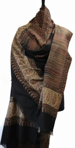 Chal Vibrante de Moda Tradicional Cachemirí para Invierno, Diseño Sólido, Poliéster, Bordado Paisley, Terciopelo Transpirable, Borlas Finas - Product Image 5