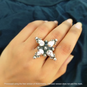 Anillos de Plata con Baño de Plata y Piedras Preciosas Naturales, Estilo Bohemio, Diseño de Caballo Salvaje, Hechos a Mano, de Moda, ODM - Product Image 3