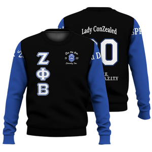 Sudadera de Forro Polar con Cuello Redondo Zeta Phi Beta para Mujer, Letra Griega de la Hermandad 1920, Top Azul - Product Image 3