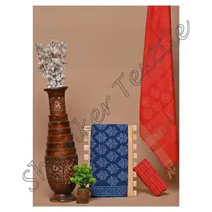 Хлопчатобумажная ткань с принтом для сальварского костюма с шелком чандери Duppata India Pakistani для женщин, повседневное использование, ручная стирка, хлопок