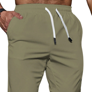 Mens Mid Waist Drawstring Casual Pants Lightweight Breathable Eco-Friendly Quick Dry <b>Summer</b> Travel Lounge <b>Trousers</b> Olive - Product Image 3