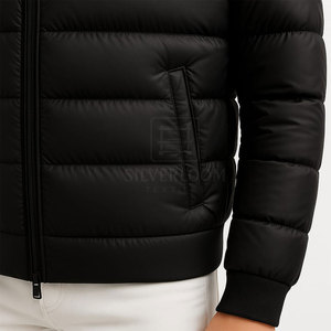 Hombres con capucha al por mayor chaqueta Puffer negro acolchado con cierre de cremallera | OEM personalizado al aire libre casual cálido chaquetas de invierno - Product Image 6