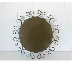 Vintage Wall Rustic <b>Mirror</b> Metal Sunburst Round <b>Mirror</b> Mid Century Yugoslavia 1970s <b>Gothic</b> - Product Image 2