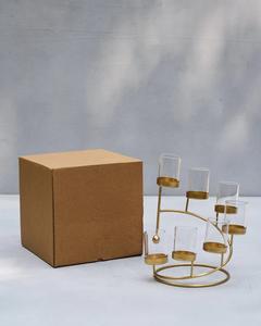 Support unique de bougeoir à motif floral géométrique en métal durable fait à la main en béton avec couleurs et logo personnalisables - Product Image 5