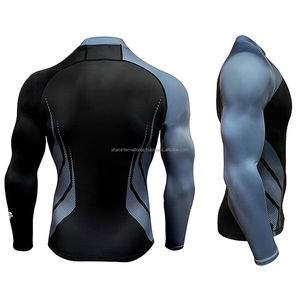 Rash Guard de qualité supérieure OEM pour hommes, imprimé par sublimation, en spandex, pour la salle de sport, le fitness, le surf, la plongée, chemises de compression - Product Image 6